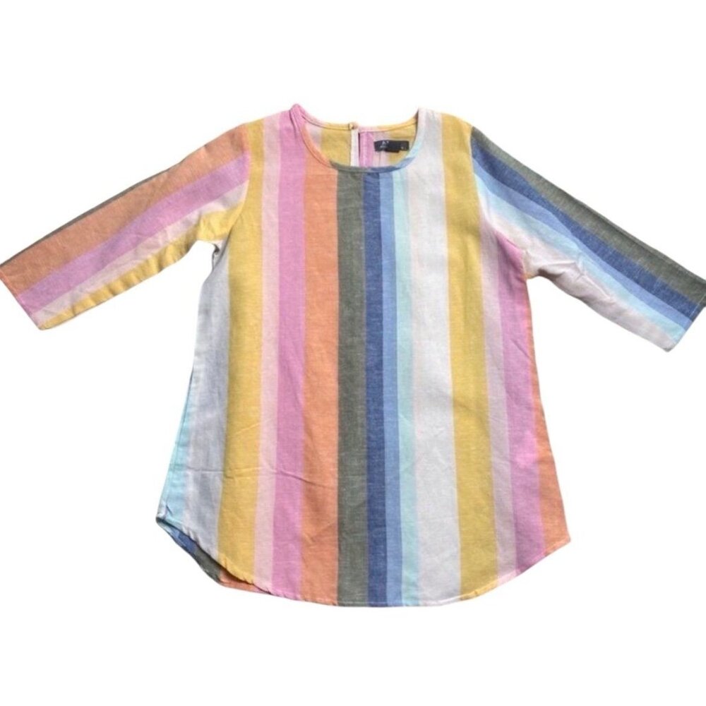 A.T.U.N. Girls Pastel Rainbow Striped Top Size 9-10 Years